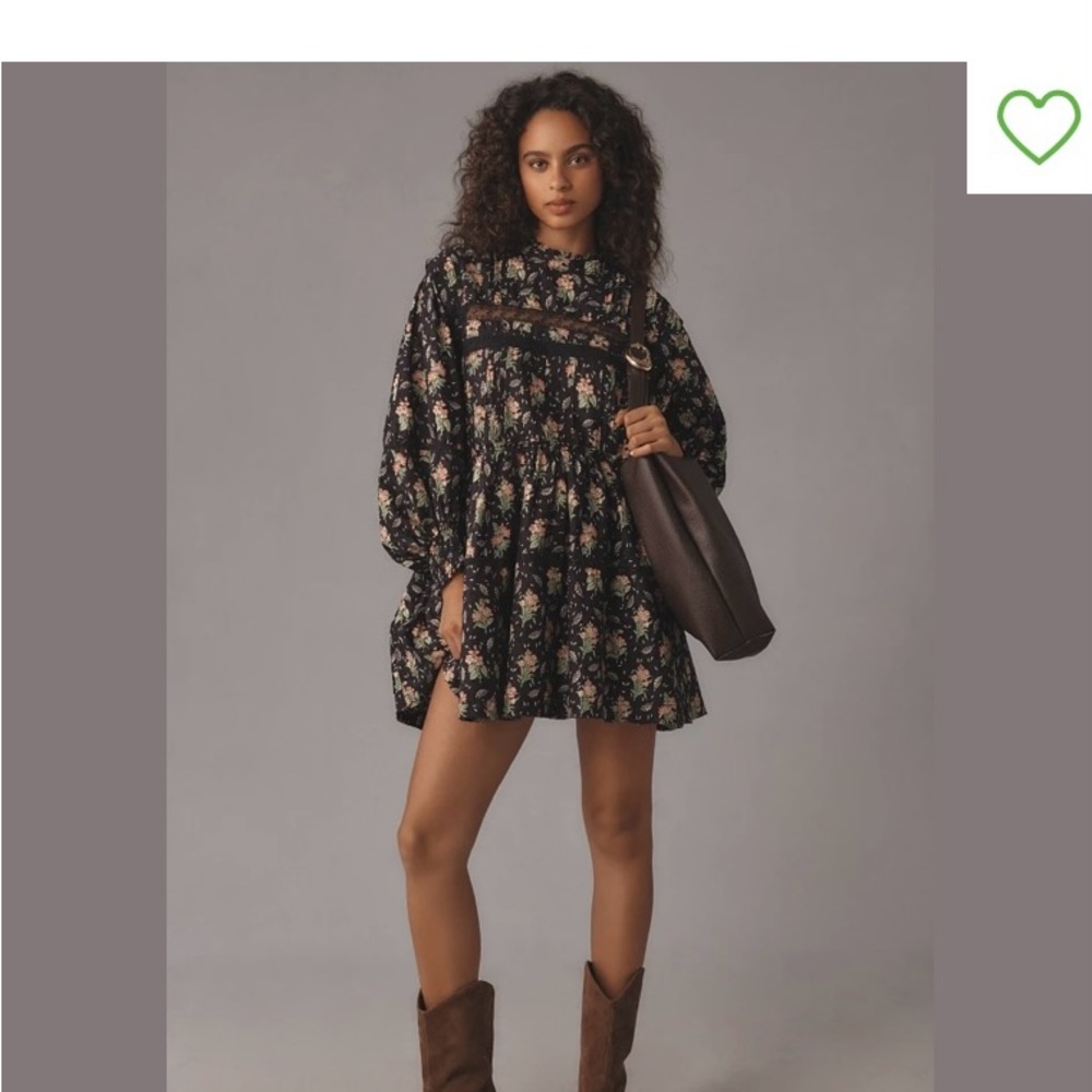 Anthropologie Pilcro Long-Sleeve Mock-Neck Swing Mini Dress